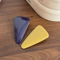 Set of minimalist BB hair clips in deep purple and bright yellow with glossy finish - Triangle / Small Purple and Yellow