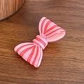 Pink and red striped bow claw clip with glossy resin finish for women hair styling - Pink Orange Duckbill Clip