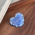 Pince à cheveux coeur bleu avec motif marbré et texte YLETAO pour filles douces - Cœur bleu