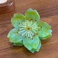 Pince à cheveux fleur de cerisier en acétate avec marbrage vert et jaune élégant - Vert