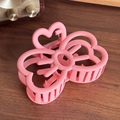 Pinza per capelli a farfalla rosa opaca con forme a cuore per acconciature da donna - Rosa