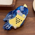 Pinza per capelli a forma di pappagallo in acetato blu marmorizzato creativo - Uccello Blu