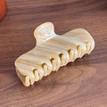 Elegant beige marble hair claw clip in tortoiseshell acetate for thick hair styling - Yellow Stripes