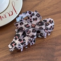 Pink and black leopard print butterfly hair claw clip with rhinestones for thick hair - Butterfly Bow-Leopard