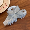 Light blue butterfly hair claw clip with rhinestones and acetate translucent finish - Bowknot-Blue