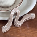 Irregular mauve resin hair claw clip with wave design and cute white patterns - Brown Snake Shape