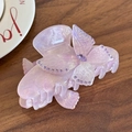 Elegant butterfly hair claw clip with purple rhinestones and iridescent resin finish - Shark Clip-Light Purple