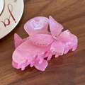 Molla per capelli a farfalla rosa effetto marmo con strass e finitura madreperlacea - Molla Squalo-Rosa Pesca