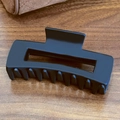 Matte black large rectangular hair claw clip with non-slip soft silicone finish - Square-Black
