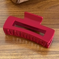 Matte burgundy red soft silicone large rectangular hair claw clip for thick hair styling - Square-Red
