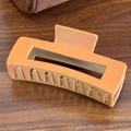 Matte creamy yellow rectangle hair claw clip with subtle iridescent finish and large grip - Rectangular-Coffee
