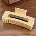 Large matte cream silicone hair claw clip in a minimalist rectangular cutout design - Square - Light Coffee