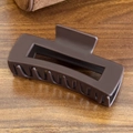 Matte dark coffee square shark hair clip for women with soft silicone texture - Square - Dark Coffee