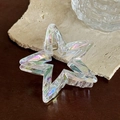 Pinza de pelo de estrella irisada con acabado transparente y muelle metálico en piedra - Estrella Blanco Iridiscente (6.9cm)