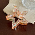 Pinza para el pelo estrella de acetato con degradado rosa aurora y muelle de metal - Estrella Naranja Iridiscente (6.9cm)