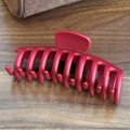 Matte Chinese red silicone hair claw clip in large size for thick hair styling - Shark Clip-Red