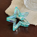 Sternförmige irisierende blaue Haarklammer mit holografischem Finish und Metallfeder - Stern Irisierendes Blau (6.9cm)
