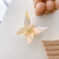 Eleganter Schmetterlings-Haarclip aus Celluloseacetat in verlaufendem Cremegelb - Schmetterling Verlauf Weiß Gelb