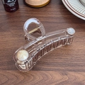 Elegante pinza para el pelo de acetato ámbar con perlas e imitación de diamantes - Café Claro (10.7cm)