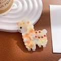 Cute alpaca-shaped resin hair clip with marble texture and sparkling orange rhinestones - Duckbill Hair Clips / Dazzling Orange Yellow