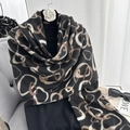 Thick autumn winter scarf with chain link pattern in black and beige cashmere feel - Beige