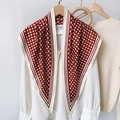 Retro red and white polka dot silk scarf tied over a white silk shirt on a hanger - 87*130CM / Red