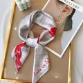 Y2K plaid chain print square scarf in light grey and red with Love in S lettering - Red