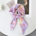 Gradient purple and yellow silk scarf with butterfly print tied in a bow - Purple Gradient Butterfly (70FJ467) / Purple