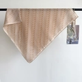 Elegant herringbone square silk scarf with vintage brown chain patterns on beige fabric - 68x68cm / Khaki