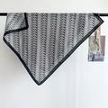 Elegant herringbone silk-feel square scarf with classic black and white geometric patterns - 68x68cm / Gray