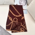 Sciarpa di lana spessa a maglia con motivi a catena caffè e cammello - 20x160cm / Caffè Scuro