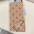 Dicker Strickschal aus Schafwolle mit beige-kamelfarbenem Kleeblatt-Jacquardmuster - 20*160cm / Beige