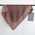Detailansicht eines Schals mit Paisleymuster und elegantem rostrotem Saumfinish - Orange / 68*68cm