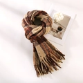 Klassieke geruite sjaal in bruin en oranje met zachte franjes voor de winter - Bruin Oranje Warm Geruite Stijl (A158-咖色)