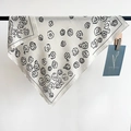 Elegant ivory square scarf with black rose floral print draped on a minimalist hanger - Scattered Flowers Silver White