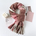 Écharpe à carreaux rose et marron, toucher cachemire doux et longues franges d'hiver - 180x67cm / Rose