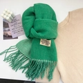Soft grass green cashmere-feel scarf with long tassels and premium brand fabric label - Grass Green