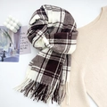 Écharpe classique à carreaux marron et beige avec franges, châle d'hiver chaud et épais - Marron