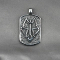 Retro rectangle wolf head totem pendant necklace for men in silver stainless steel finish - Pendant Only (No Chain)
