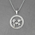 Sparkling silver couple pendant necklace featuring a boy and girl with micro pave crystals - Silver Color Pendant with Chain
