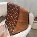 Écharpe longue en soie avec imprimé léopard et motif pied-de-poule orange - Léopard Pied-de-Poule Orange