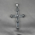 Vintage gothic skull cross pendant in oxidized titanium steel with punk style carvings - Pendant Only (No Chain)