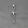Silberner Dolch-Anhänger im Gothic-Stil mit schwarzen Edelsteinen und Gravur - Einzelner Anhänger (Ohne Kette)