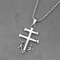Pendentif croix vintage argentée avec chérubins et chaîne vénitienne élégante - Pendentif + Chaîne Assortie