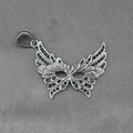 Gotischer Silber-Maskenanhänger mit Flügeln und schwarzen Mikro-Strasssteinen - Nur Anhänger (Keine Kette)