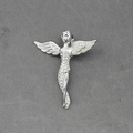 Pendente angelo scintillante con finitura argento e pavé di cristalli bianchi lucidi - Solo Ciondolo (Senza Catena) / Base Acciaio Pietra Bianca (Solo Ciondolo)