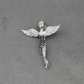 Ciondolo collana angelo in argento con ali impreziosite da zirconi neri lucidi - Solo Ciondolo (Senza Catena) / Tono Argento Pietra Nera (Solo Pendente (senza catena))
