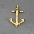 Gothic 316L gold anchor pendant with skull and black crystal stones for men - Gold Pendant Only (No Chain)