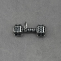 Ciondolo a manubrio argento con micro-cristalli neri su sfondo in tessuto grigio - Pendente in Zirconia Nera Solo (Senza Catena)