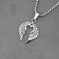 Vintage Silber Engelsflügel Anhänger Halskette mit Boxkette für Herren und Damen - Anhänger + Passende Kette